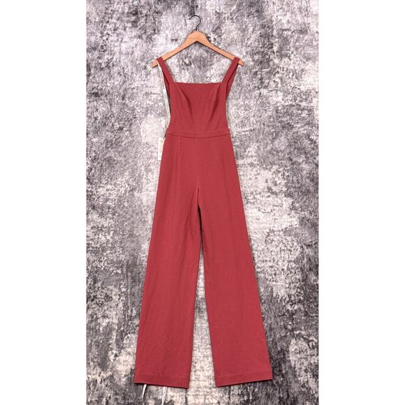 New House of CB Jumpsuit XS Womens Abbi Wide Leg Overall Crepe Dusty Pink Rose - Picture 1 of 8